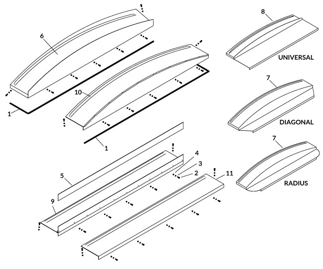 Cap Mounting Hardware w/Trim Seal - 132"-0 Cap Mounting Hardware w/Trim Seal - 132"-0